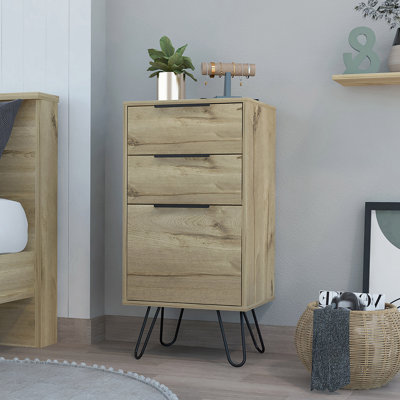 Commode 3 tiroirs, table de chevet, table de chevet Veneto