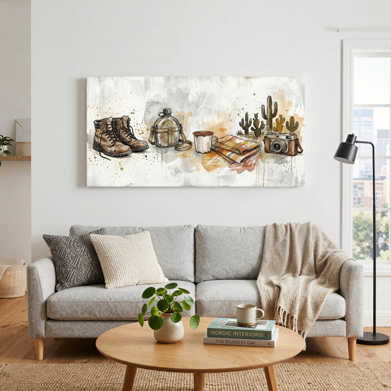 Ensemble de 1 tableau sur toile « Aventure dans le désert », L 32 po x H 16 po, Toile tendue