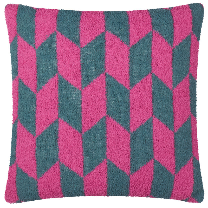 Olsen Geometric Square Throw Pillow Cover, Pink/Green