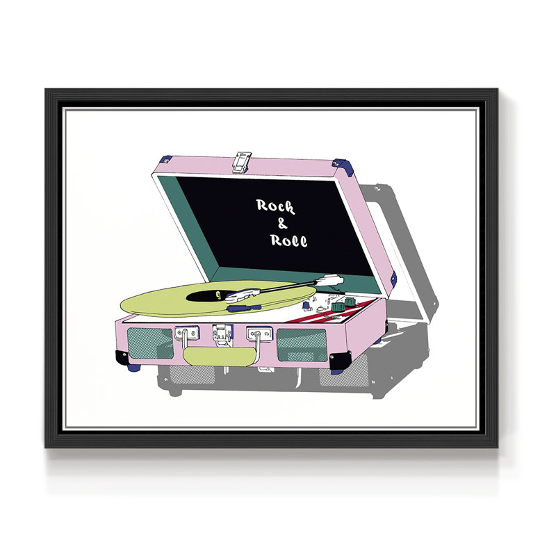 Record Shop I -Framed Print - Restickable, H 11 po x l 14 po, Noir, noir, noir, noir
