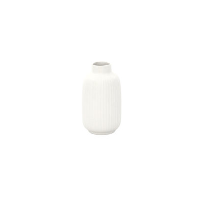 Vase cylindrique rond en céramique blanc mat