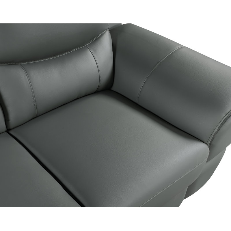 Causeuse en cuir véritable Dempsy, Gris