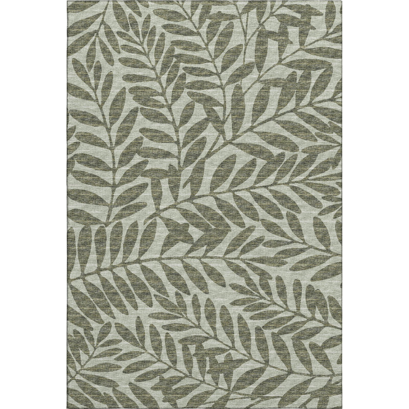 Premium Machine Washable Harsukhman AMF111 Green Rug, Rectangle 9' x 12'