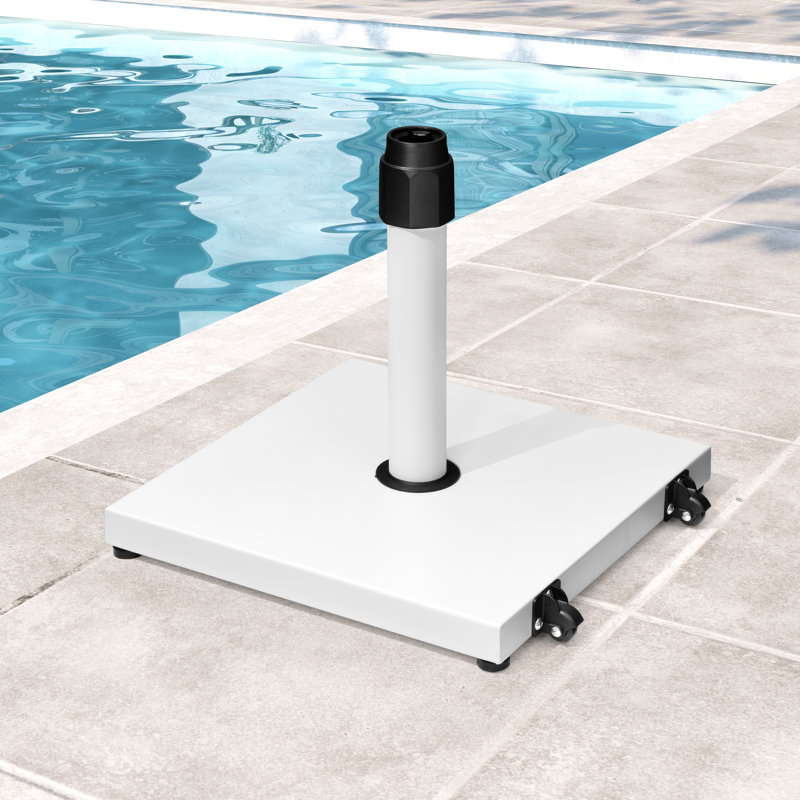 39,33 lb Base de parasol autoportante avec roues, blanc, Blanc