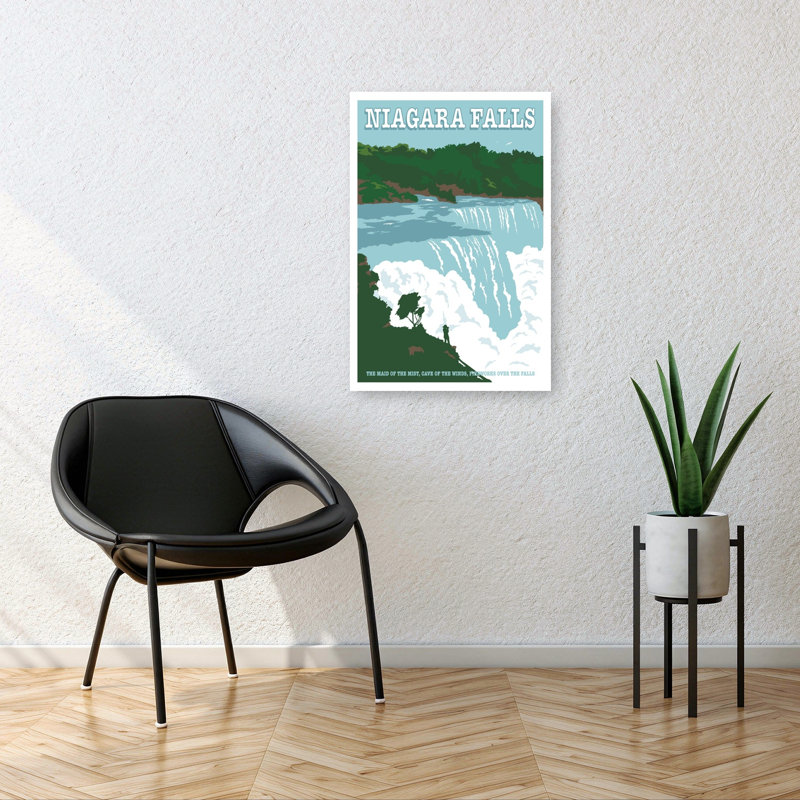 Majestic Niagara Falls Abstract Contemporary Landscape Nature Wall Art Print 1 Piece Wrapped Canvas Wall Art