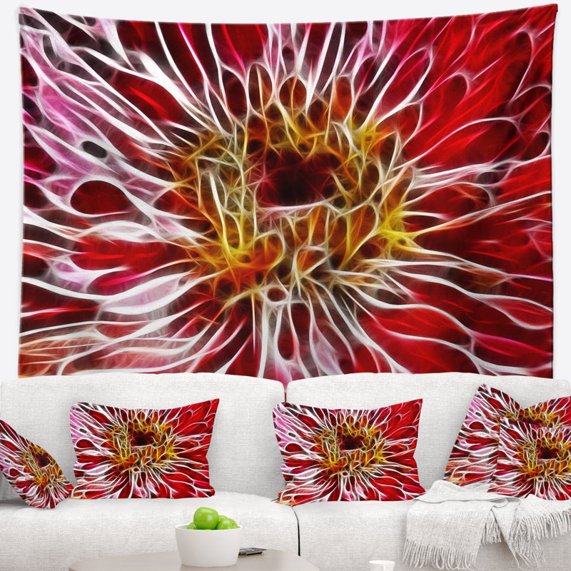 Tapisserie fleur d’art numérique floral, H 50 po x l 60 po