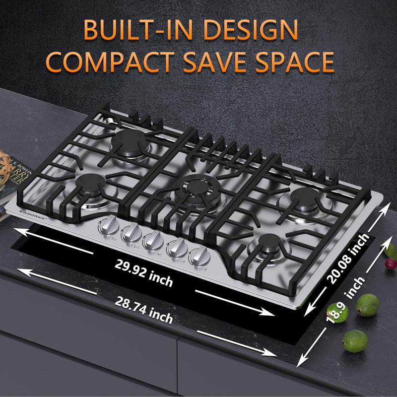Surface de cuisson 30 po à 5 brûleurs avec 5 brûleurs