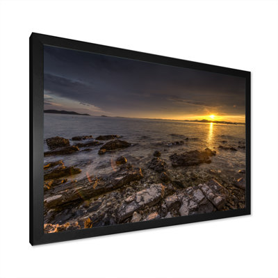 «Orange Sunset Over The Sea II», reproduction d'art sur toile encadrée