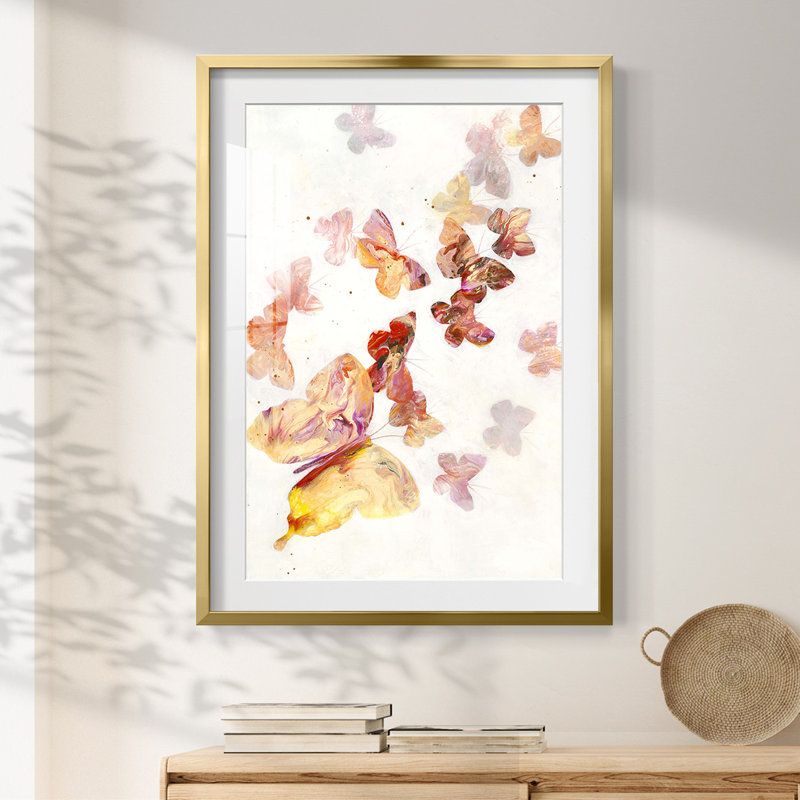 Abstrait rouge ocre IV - toile tendue avec châssis, H 28,5 po x l 20,5 po, Doré