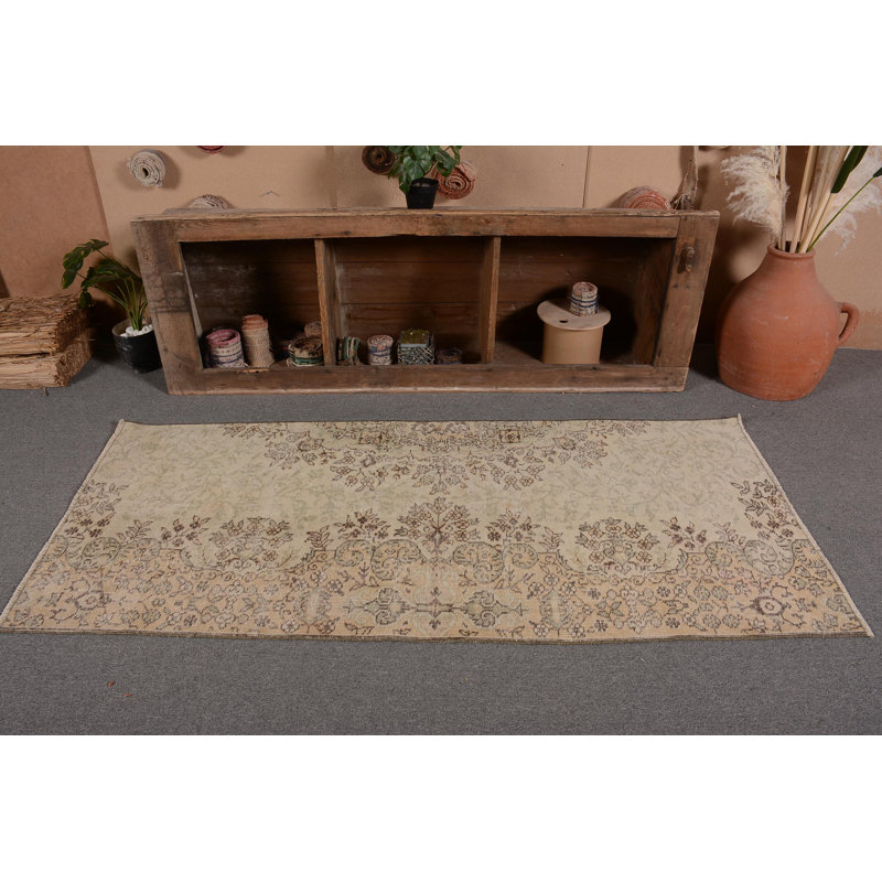Turkish Rug, 3x6.7 ft Accent Rugs, Neutral Rug, Vintage Rug, Luxury Rugs, Beige Boho Rugs