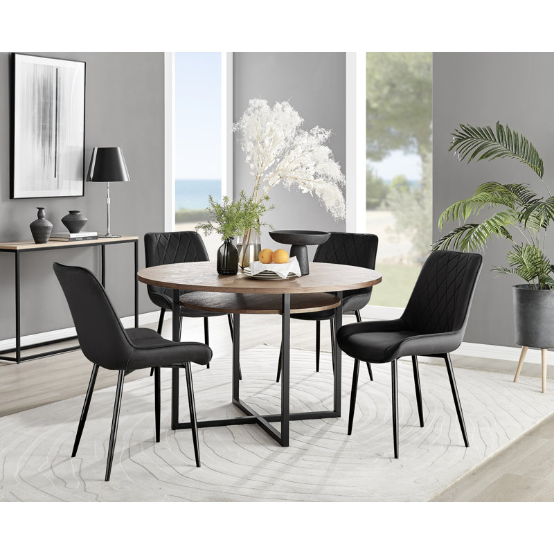 Adler 4 - Person Dining Set, Black/Black