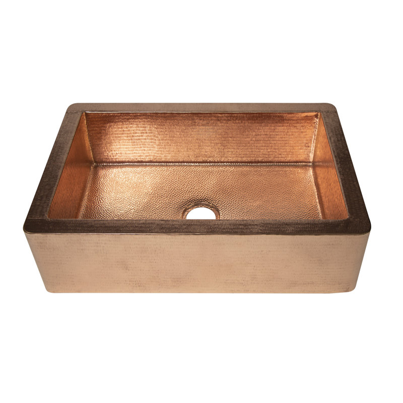 Ambiente 33x22" Farmhouse Copper Kitchen Sink – Rectangular, Drop-In, Hand-Hammered, Hammered Copper Kitchen Sink, Copper Farmhouse Sink, Rectangular Copper Sink, Handcrafted Copper Sink 