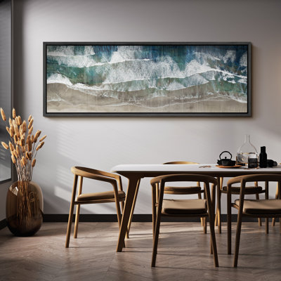 Coastal Beach " Extra Large Ocean's Edge Abstract Textured Waves And Shoreline Beach Coastal Nautical Decor "