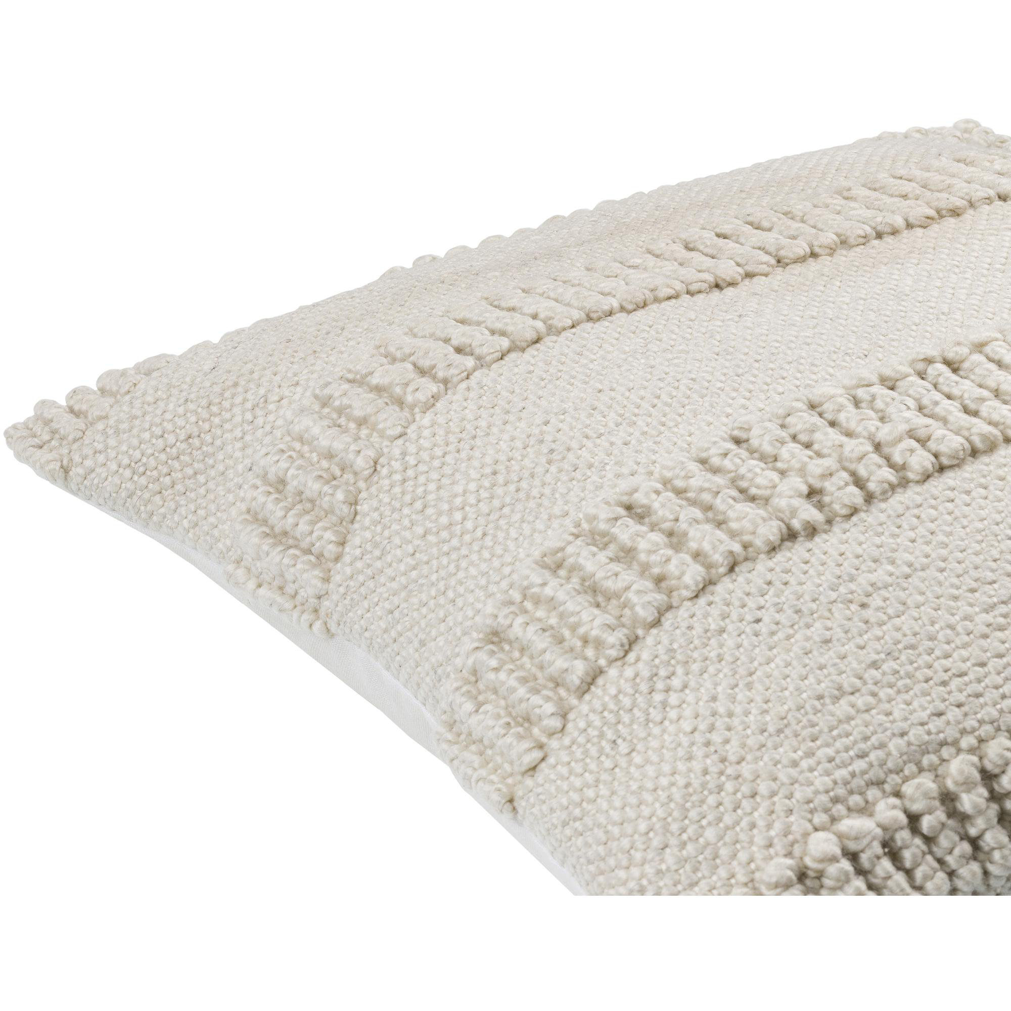 Fernan Striped Throw Pillow, 18"H x 18"W, Down, Beige/Off White