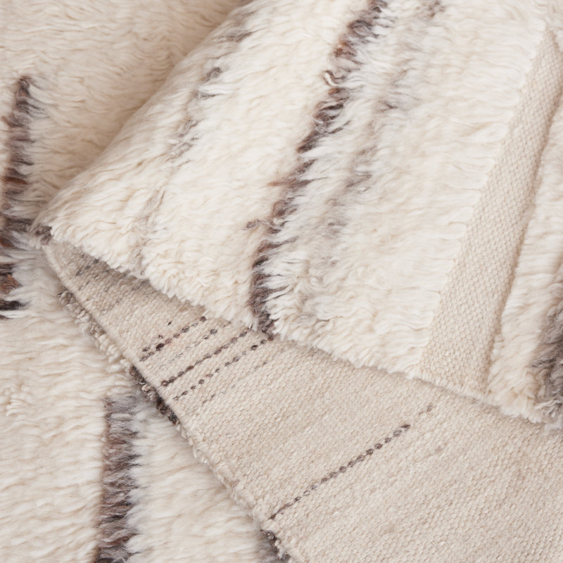 Sekai Handwoven Wool Cotton Abstract Rug in Gray/Ivory, Rectangle 5' x 8'
