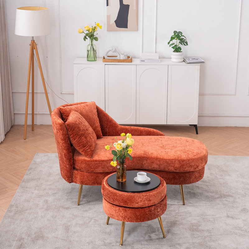 Coussin lombaire d'intérieur en chenille de 58 po avec repose-pieds, Orange