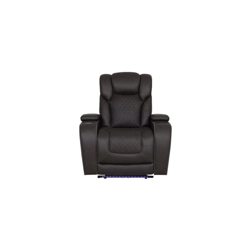 Fauteuil inclinable électrique en microfibre Wendell gris foncé avec rangement, USB et DEL