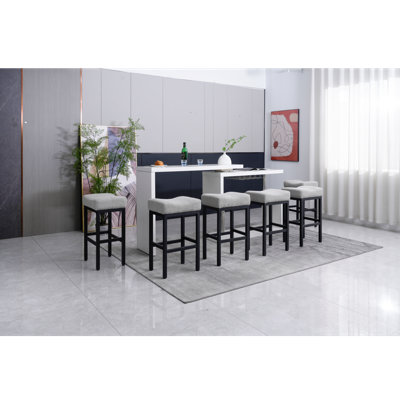 Yamin 27.6" Bar Stool Bar Stools Set Of 6 - 28 Inch Counter Height Bar Stools Backless Boucle Bar Height Bar Stools With Saddle Seats & 4.33" Thick Cushion, Heavy-Duty Metal Base, Easy Assembly For Kitchen Island
