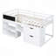 Lit mezzanine simple avec bureau à roulettes, tablette et tiroirs