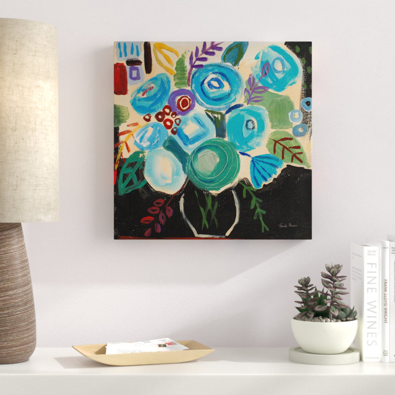 « bold blue », reproduction de peinture à l’acrylique sur toile tendue, H 14 po x l 14 po x P 2 po