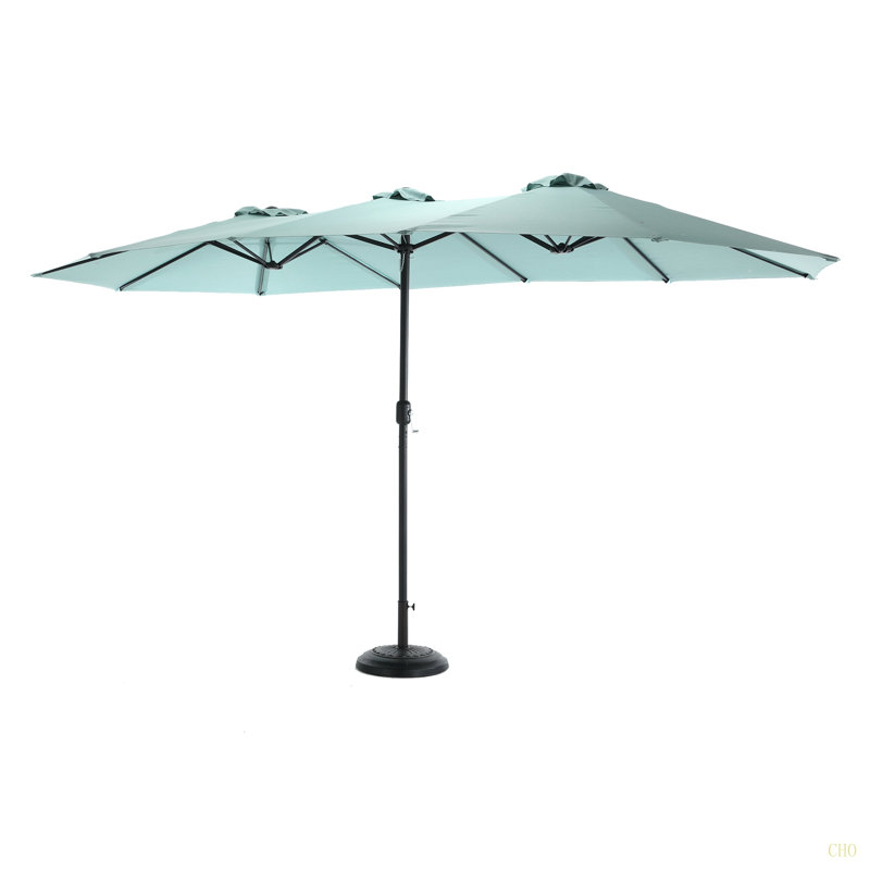 Grand parasol d'extérieur double face 14,8 pi avec manivelle (sans base), Vert clair