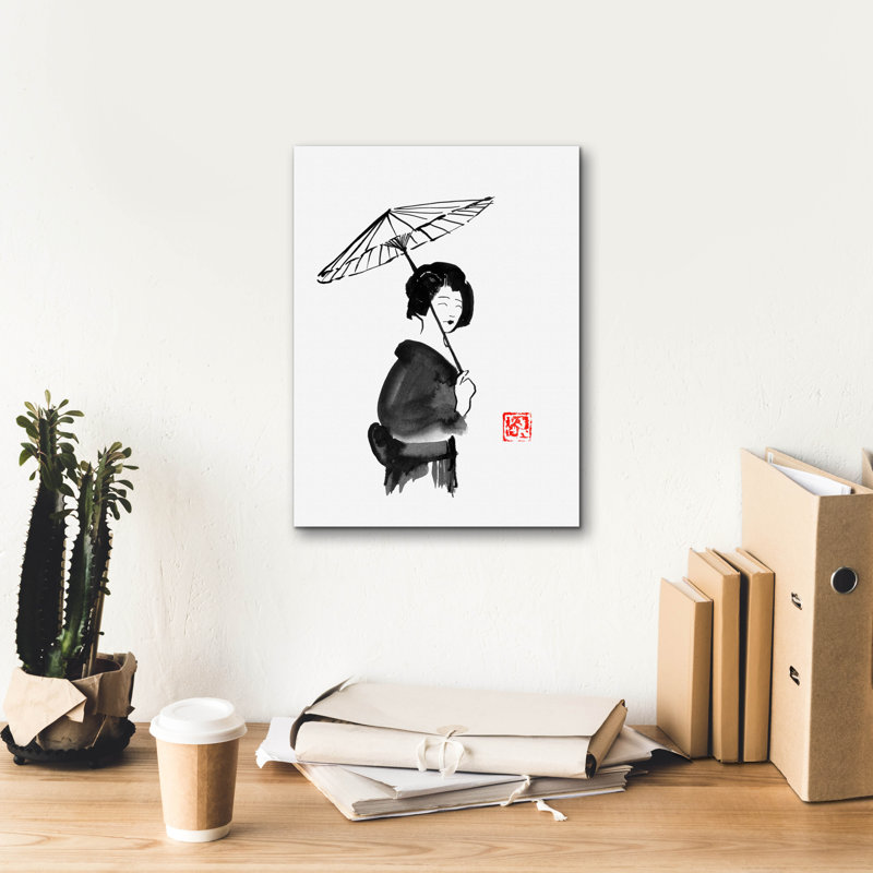 " Geisha Umbrella " by Pechane, 16" H x 12" W x 0.75" D