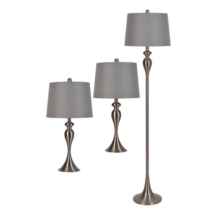 Ensemble de lampes de table et sur pied 3 pièces Braddock