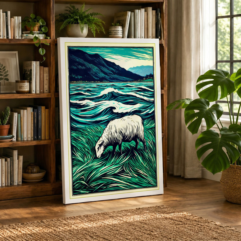 Polar Bear Arctic Seascape Coastal - Print, 24x16 - 61.0 x 40.6 cm, Cream Border