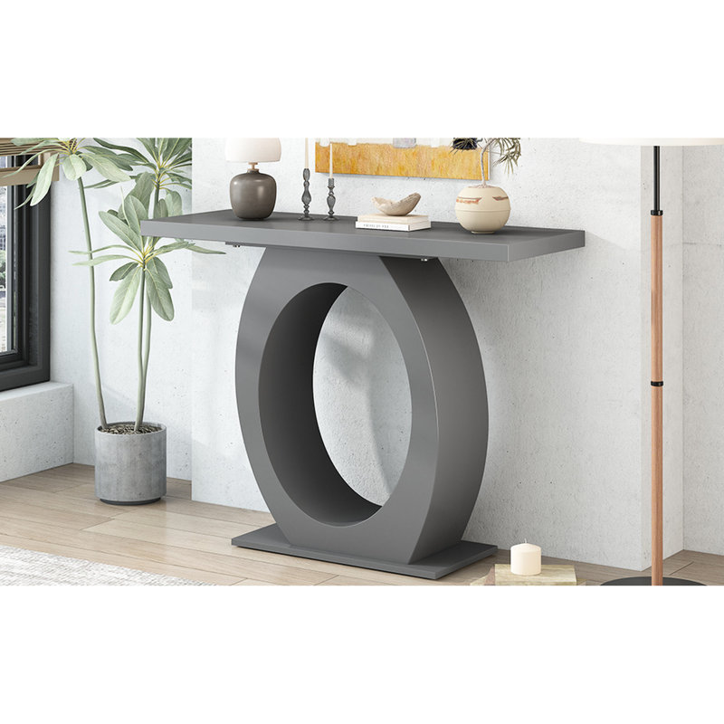 Console Elegant Living - base en forme d'œuf, gris, 32,27 po Hauteur, largeur 15,46, profondeur 39,45 avec le matériau H, l, P, +