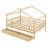 Full Size Wooden House Bed With Two Drawers, Natural-1219482584
