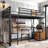 Twin XL Metal Loft Bed with Desk & Storage, Fabric Drawers, Ladder, No Box Spring, Black-1968453535