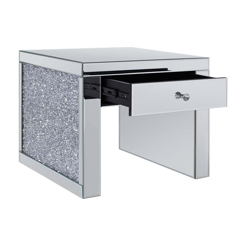Table de bout, miroir et faux diamants