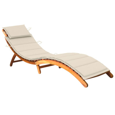 Efstatios 73.6" Long Acacia Single chaise with Cushions