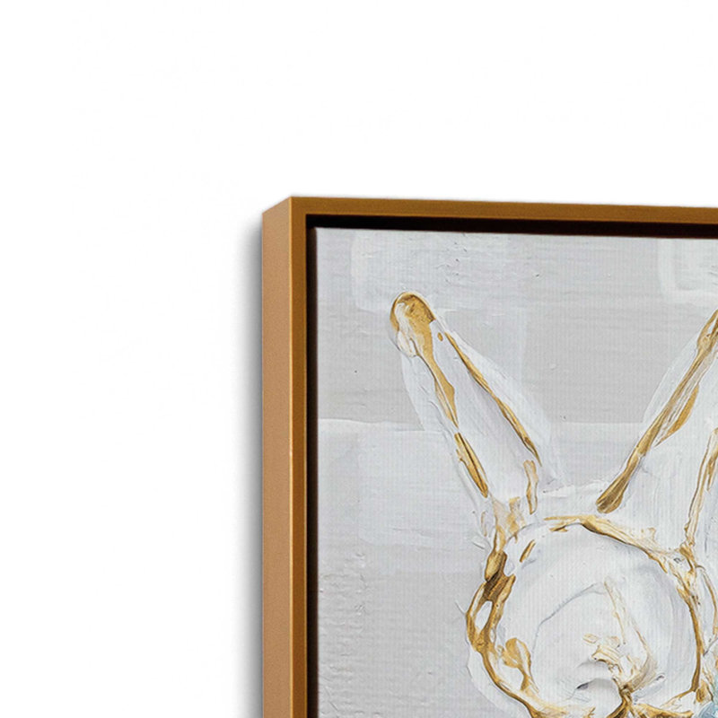 «Bunny Trio» par Mackenzie Kissell, reproduction d'art, Toile avec cadre, L 32 po x H 24 po, Doré