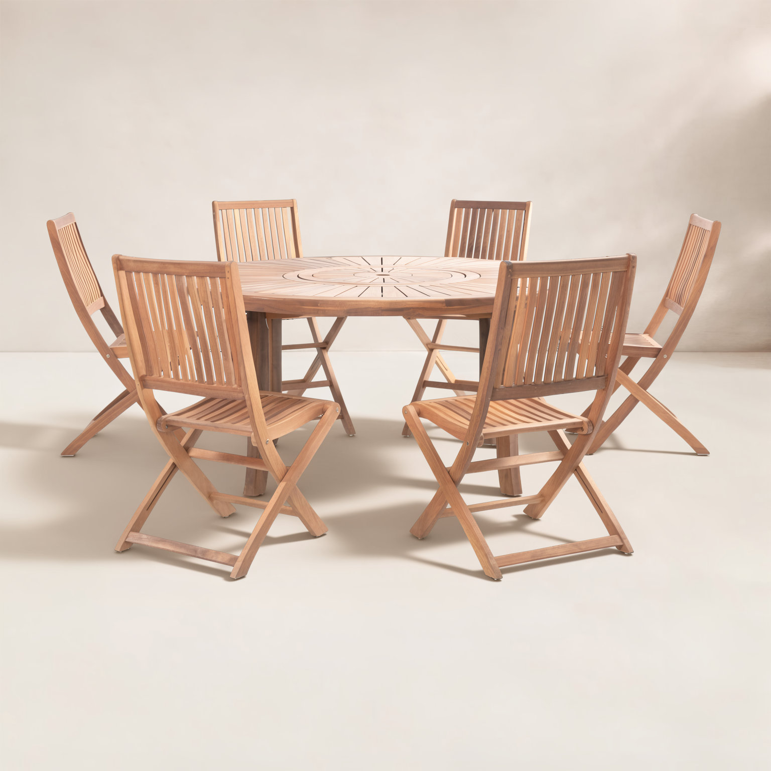 Ross Acacia Patio Dining Set, 6, 29.5" H x 59" W