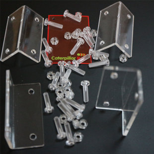 Angled L Brackets Polished Clear Transparent Perspex Acrylic + 20x M5 Bolts (Set of 4)