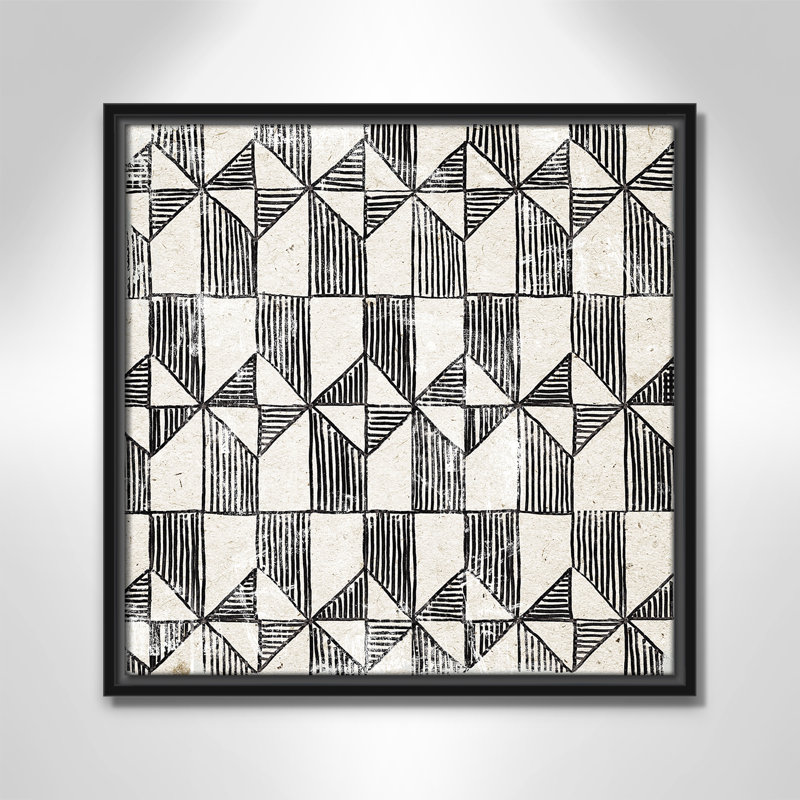 «White Art Deco I» par Aimee Wilson, 17.5'' W x 17.5'' H, Framed Canvas, Cadre flottant noir