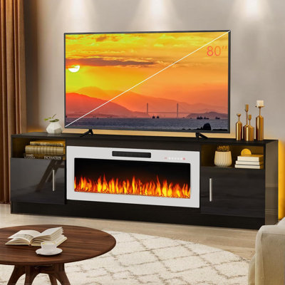 Alazik 70 Inch Fireplace Tv Stand With White Fireplace