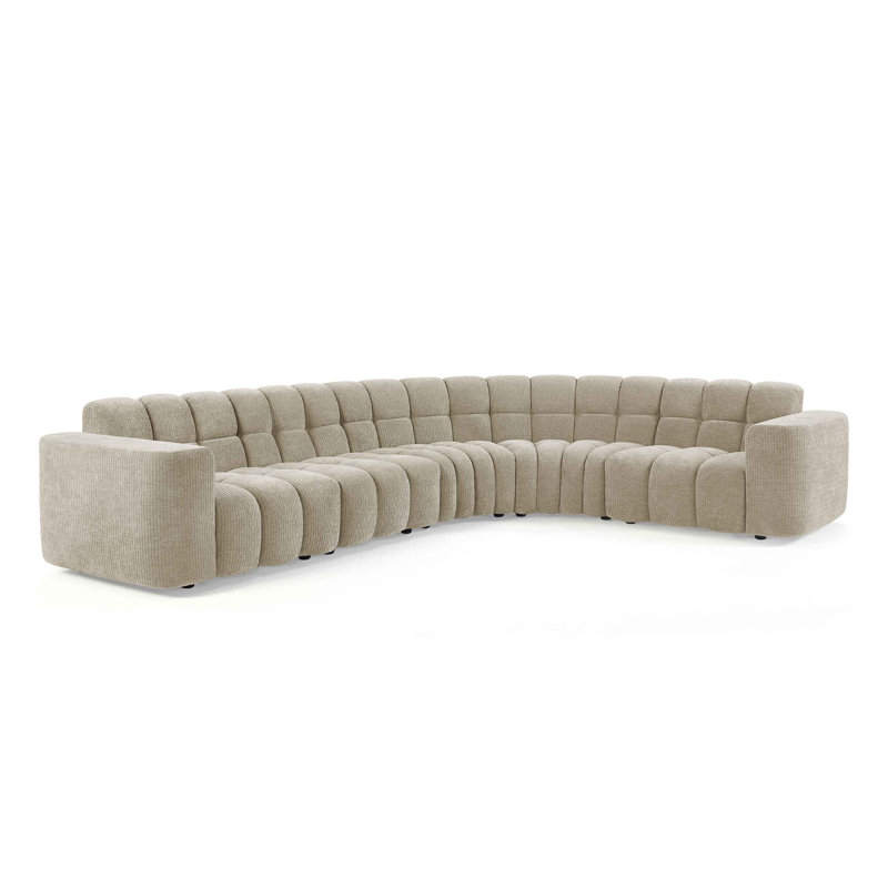 Jacobi Minimore Modern Style 145.3" W Marigold L Shape Type2 6S Sofa, Sand Chenille