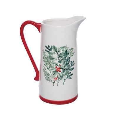 Christmas Ceramic Beary Beverage Pitcher white 47oz