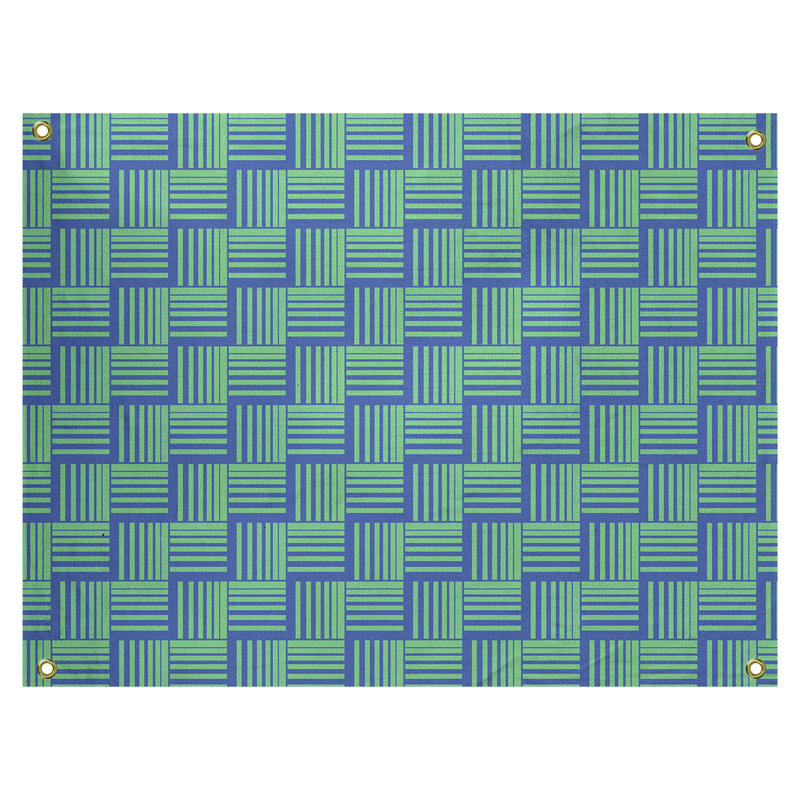 Tapisserie, H 26 po x l 36 po, Vert/bleu