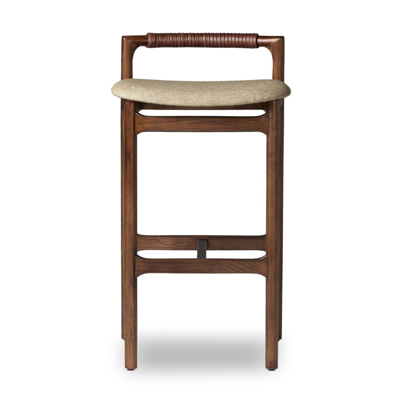 Solene Stool, Bar Stool (30" Seat Height), Alcala Wheat/Polyester Blend, Sienna Brown