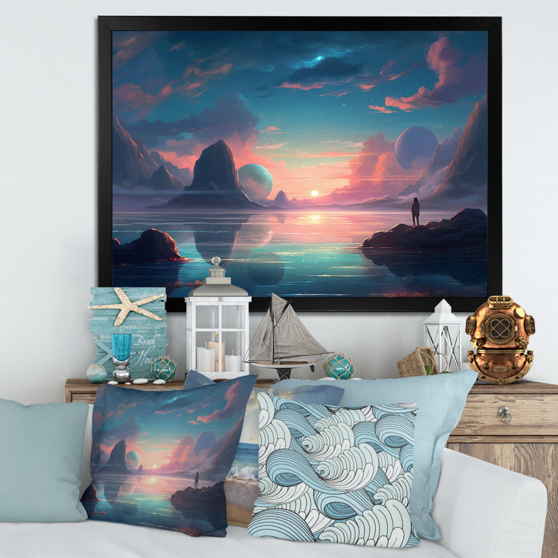 «Coastal Horizon II», reproduction sur toile, Cadre photo noir, H 12 po x l 20 po x P 1 po