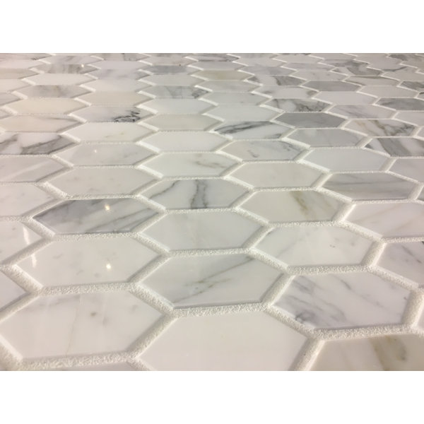 Calacatta Beveled Hexagon 2" x 4" Marble Honeycomb Mosaic Wall & Floor Tile