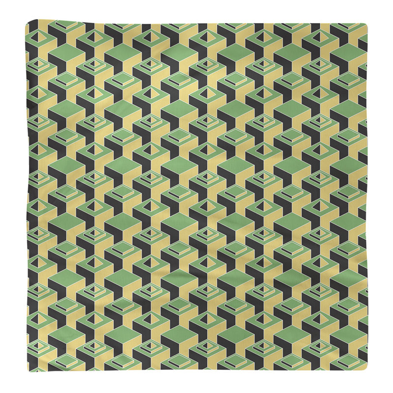 Serviette de table en coton à motif de gratte-ciels à deux couleurs, H 0,1 po x l 22 po x P 22 po, Vert/jaune