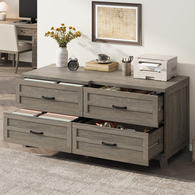 Lateral File Cabinet with 2 Deep Drawers, Farmhouse Printer Stand for Home Office