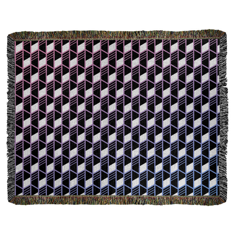 Couverture en coton tissé à rayures géométriques Katelyn Elizabeth, L 50 po x L 60 po, Rose / bleu