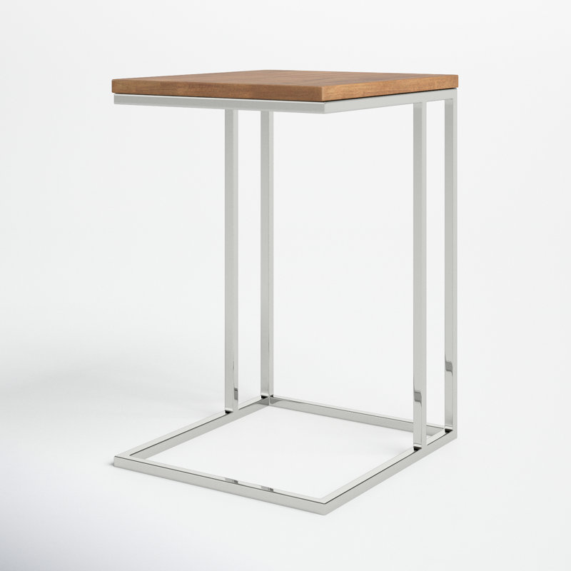 Hampshire End Table, Walnut Top/Silver Base