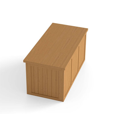 Outdoor Wooden Deck Box with Solid Wood Construction, Dual-Purpose Seat and Table Top for Storing Patio Furniture Cushions, Pool Toys and Garden Tools by Elegance Plexi Home