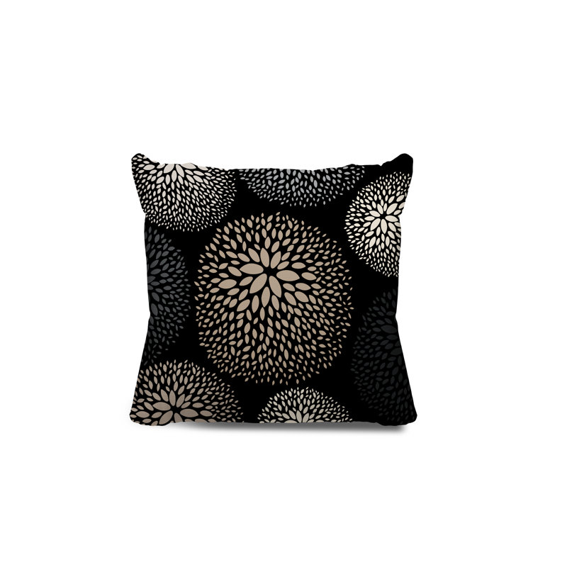 Housse et insert de coussin décoratif intérieur / extérieur Bavière, H 15 po x l 15 po, Beige / noir
